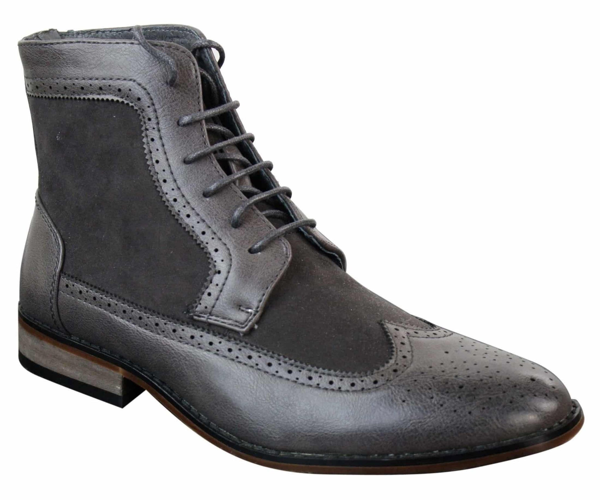 Botines Chelsea Brouge para hombre, de piel y ante, estilo italiano, elegantes e informales, con cordones, de estilo retro.