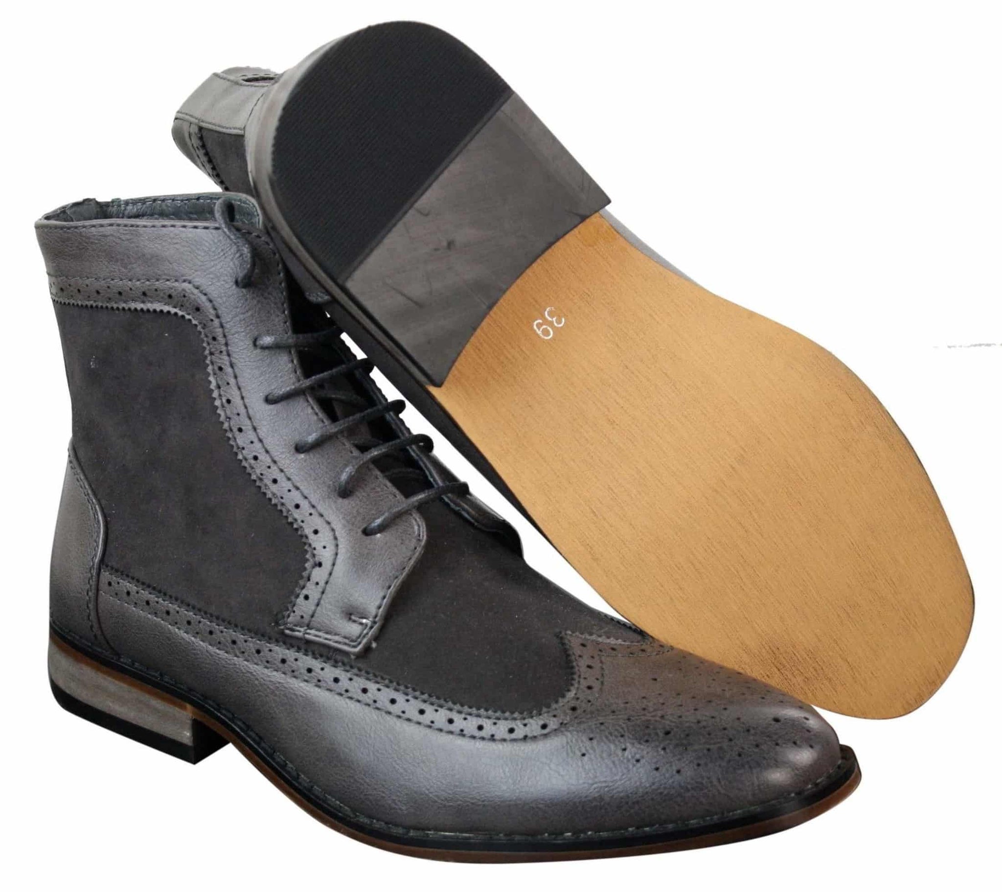 Botines Chelsea Brouge para hombre, de piel y ante, estilo italiano, elegantes e informales, con cordones, de estilo retro.