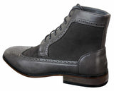 Botines Chelsea Brouge para hombre, de piel y ante, estilo italiano, elegantes e informales, con cordones, de estilo retro.