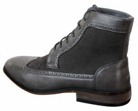 Botines Chelsea Brouge para hombre, de piel y ante, estilo italiano, elegantes e informales, con cordones, de estilo retro.