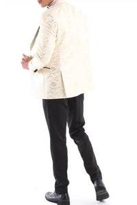 Traje de hombre de 3 piezas color crema, negro y marfil con pajarita. Esmoquin para ceremonia, boda, novio o graduación.