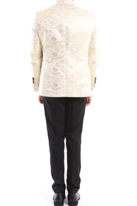 Traje de hombre de 3 piezas color crema, negro y marfil con pajarita. Esmoquin para ceremonia, boda, novio o graduación.