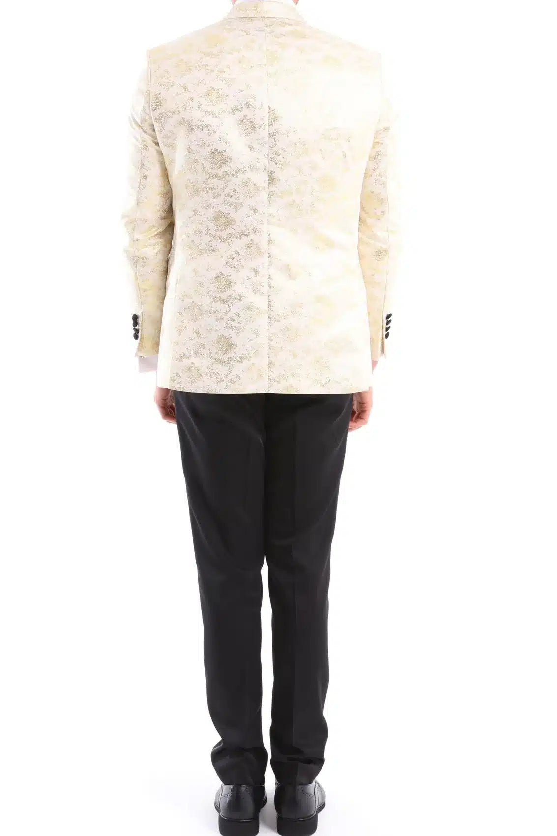 Traje de hombre de 3 piezas color crema, negro y marfil con pajarita. Esmoquin para ceremonia, boda, novio o graduación.