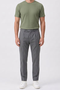 Camiseta clásica verde acanalada para hombre