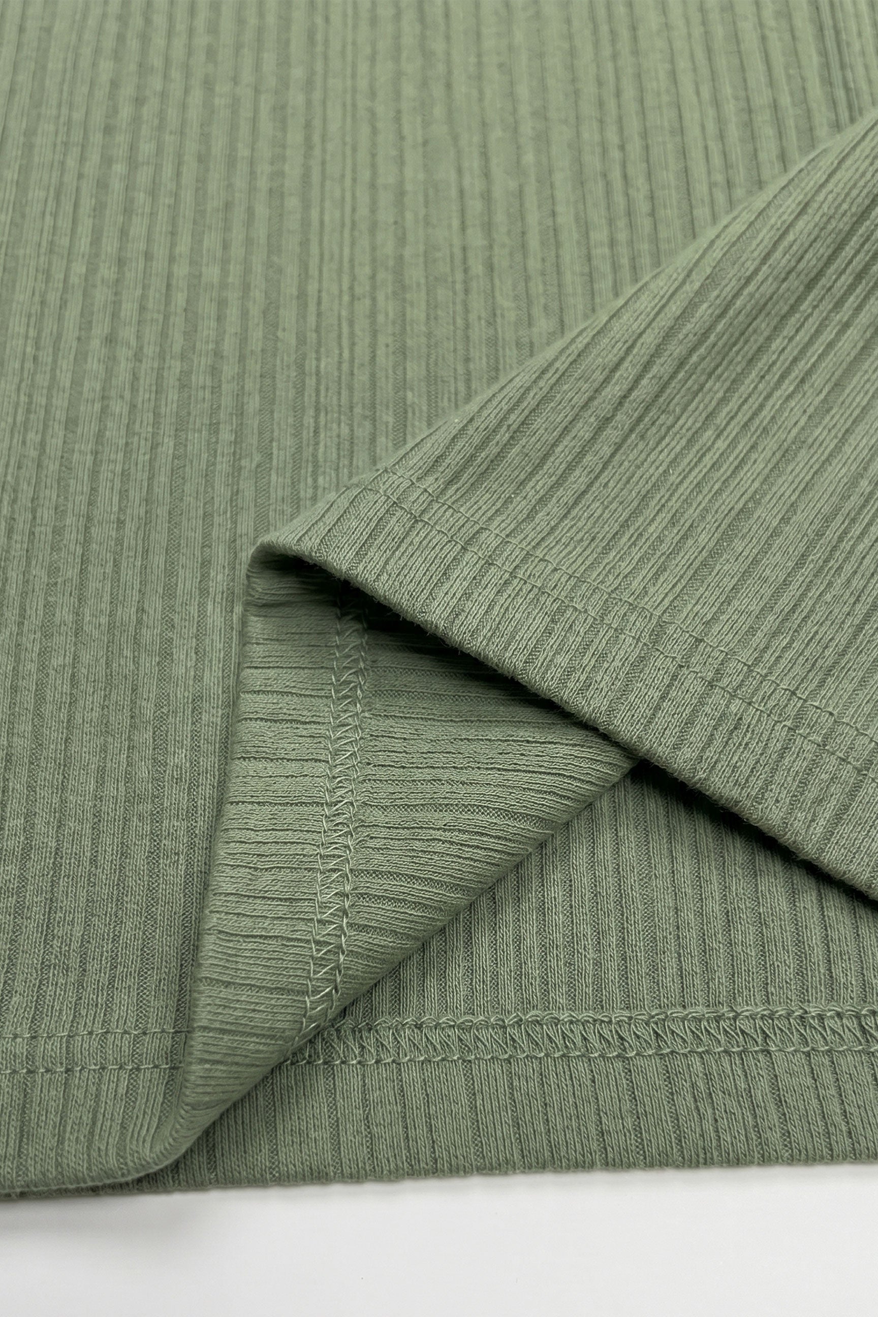 Camiseta clásica verde acanalada para hombre