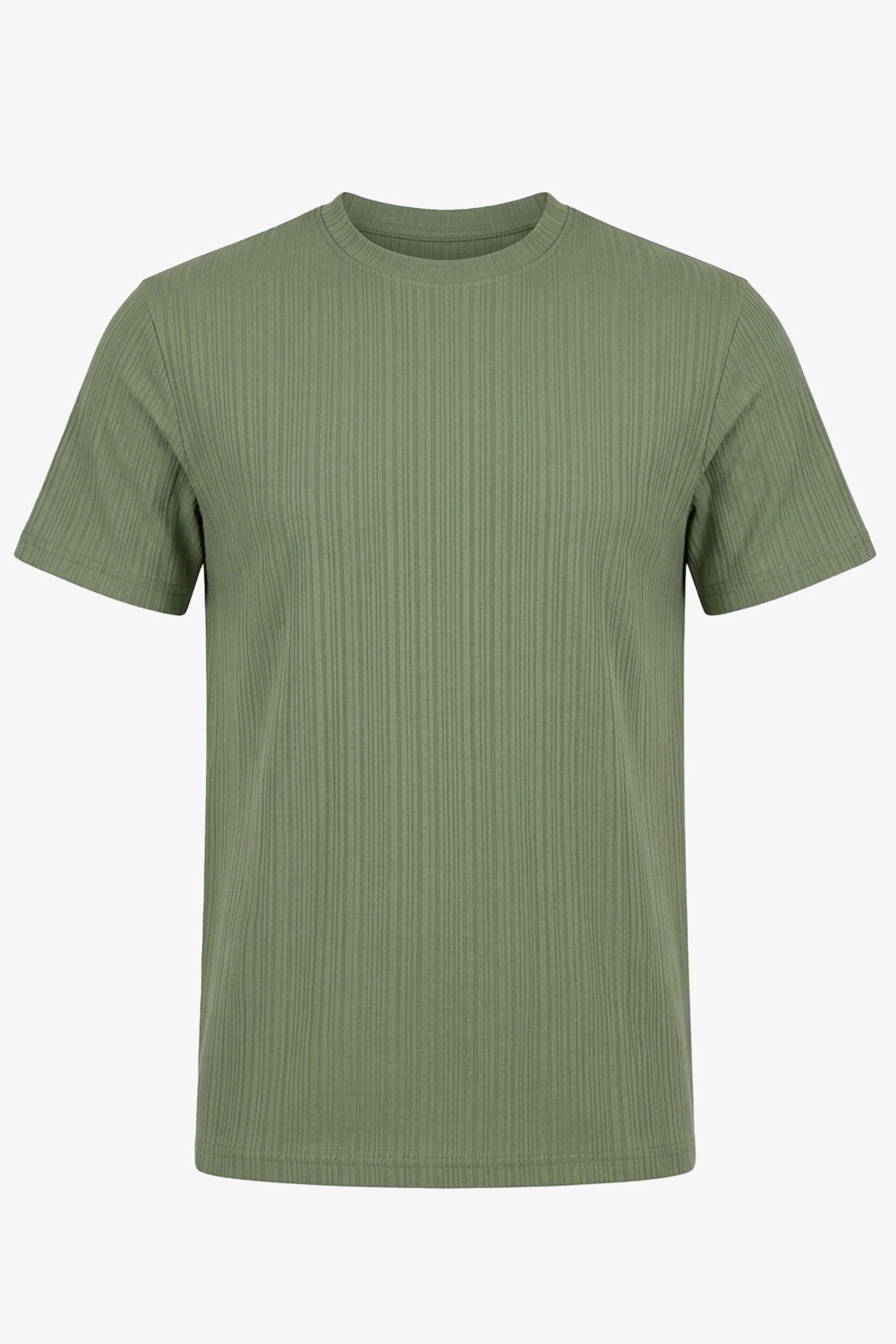 Camiseta clásica verde acanalada para hombre