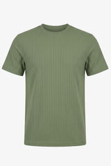 Camiseta clásica verde acanalada para hombre