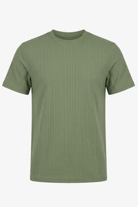 Camiseta clásica verde acanalada para hombre