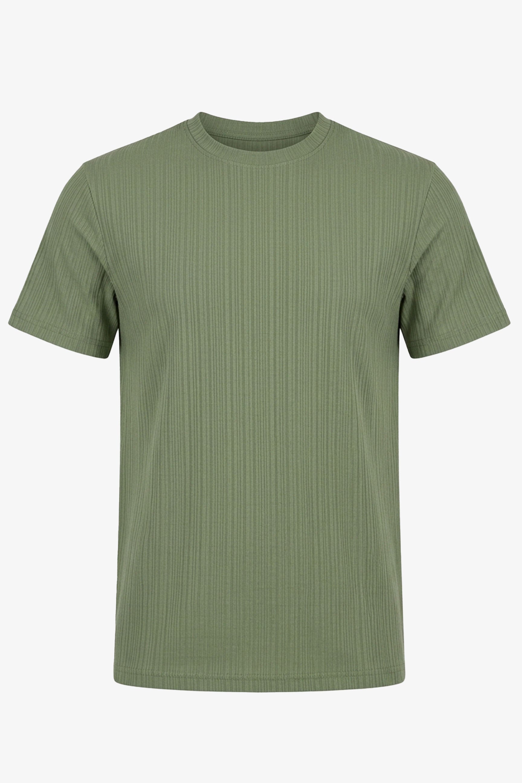 Camiseta clásica verde acanalada para hombre