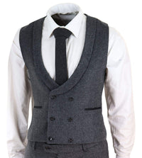 Traje de tres piezas de tweed gris
