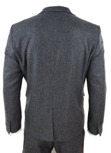 Traje de tres piezas de tweed gris