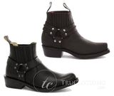 Botines unisex de cuero auténtico estilo motero, rock punk, grinders, con hebilla, estilo vaquero.