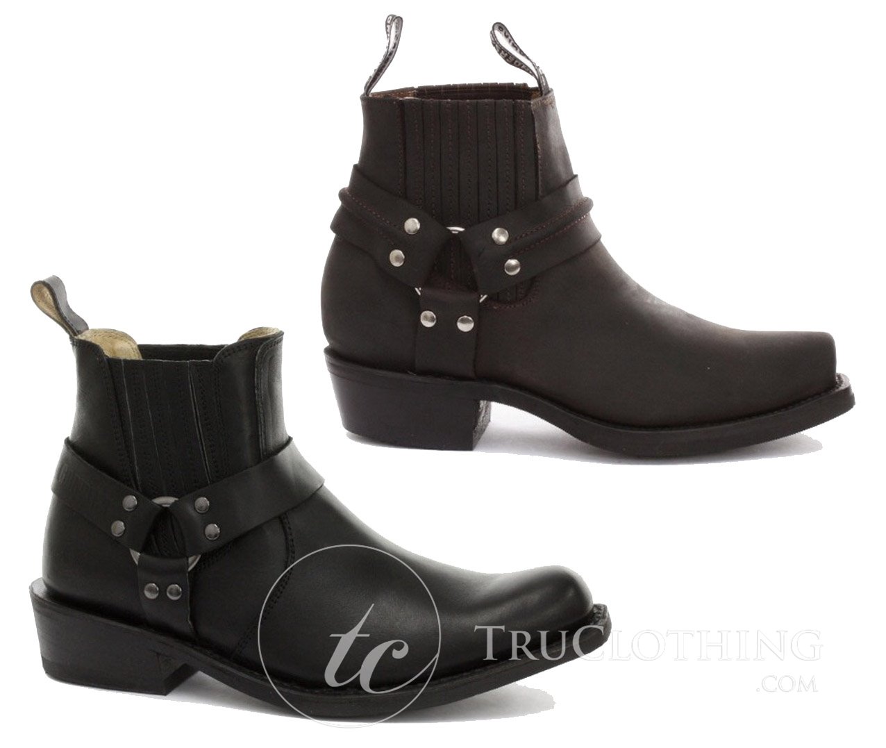 Botines unisex de cuero auténtico estilo motero, rock punk, grinders, con hebilla, estilo vaquero.