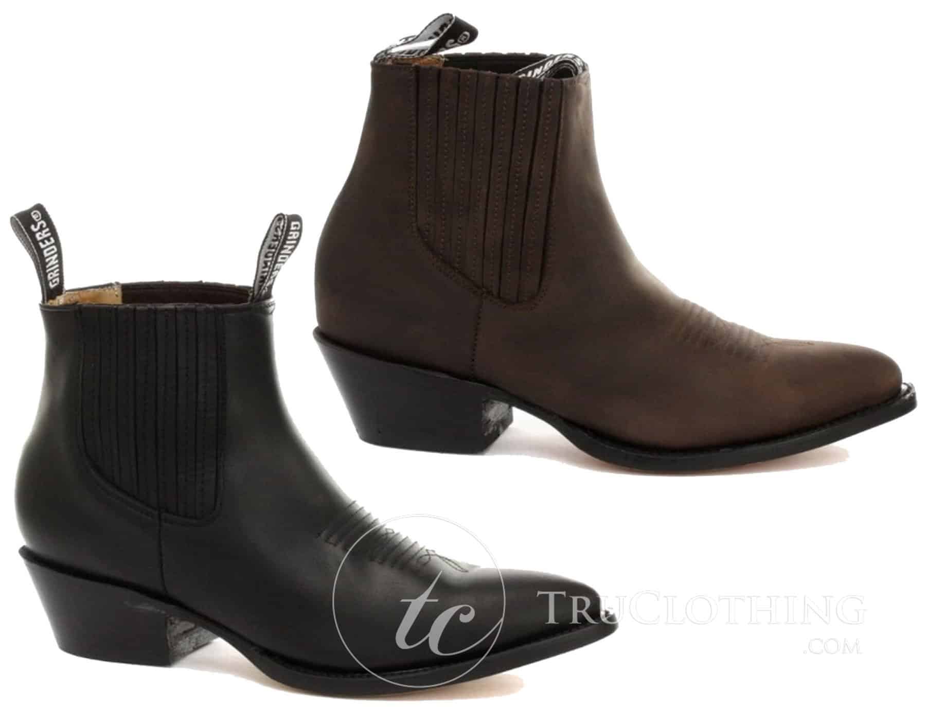 Botas vaqueras de tobillo para hombre Grinders Maverick de cuero auténtico para montar a caballo estilo western cubano