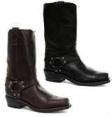 Botas altas de cuero auténtico unisex estilo motero rock punk grinders con hebilla estilo vaquero