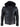 Chaqueta bomber de cuero negro para hombre con capucha.