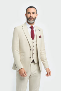 Hampton - Traje de tres piezas beige para hombre