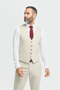 Hampton - Traje de tres piezas beige para hombre