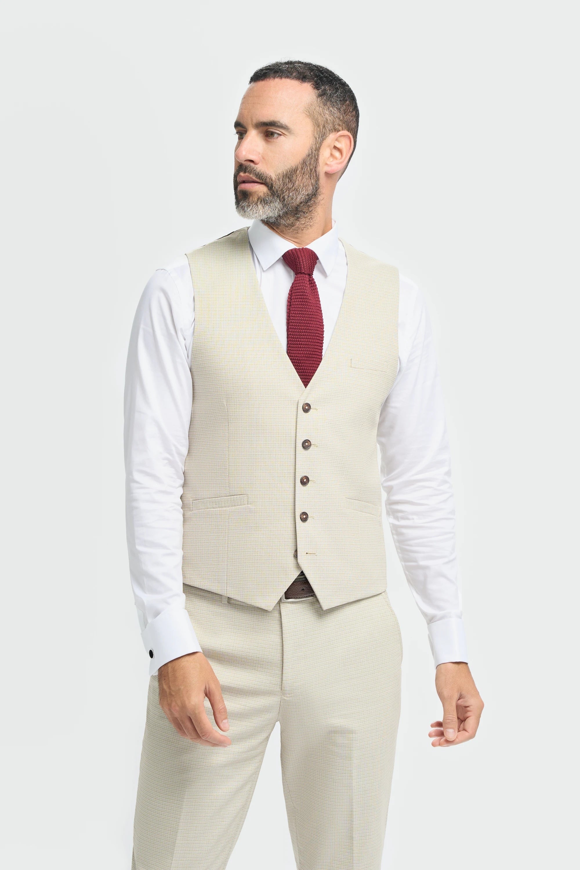 Hampton - Traje de tres piezas beige para hombre