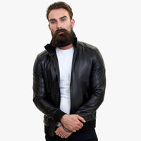 Happy Gentleman B109 - Chaqueta bomber de piel de cordero para hombre - Corte entallado