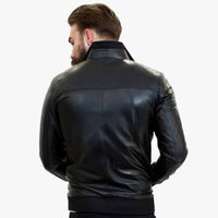 Happy Gentleman B109 - Chaqueta bomber de piel de cordero para hombre - Corte entallado