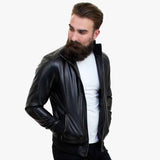 Happy Gentleman B109 - Chaqueta bomber de piel de cordero para hombre - Corte entallado