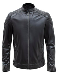 Happy Gentleman B110 - Chaqueta de cuero negro auténtico para hombre - Corte ajustado