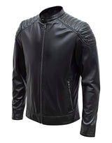Happy Gentleman B110 - Chaqueta de cuero negro auténtico para hombre - Corte ajustado