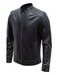 Happy Gentleman B110 - Chaqueta de cuero negro auténtico para hombre - Corte ajustado