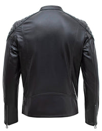 Happy Gentleman B110 - Chaqueta de cuero negro auténtico para hombre - Corte ajustado