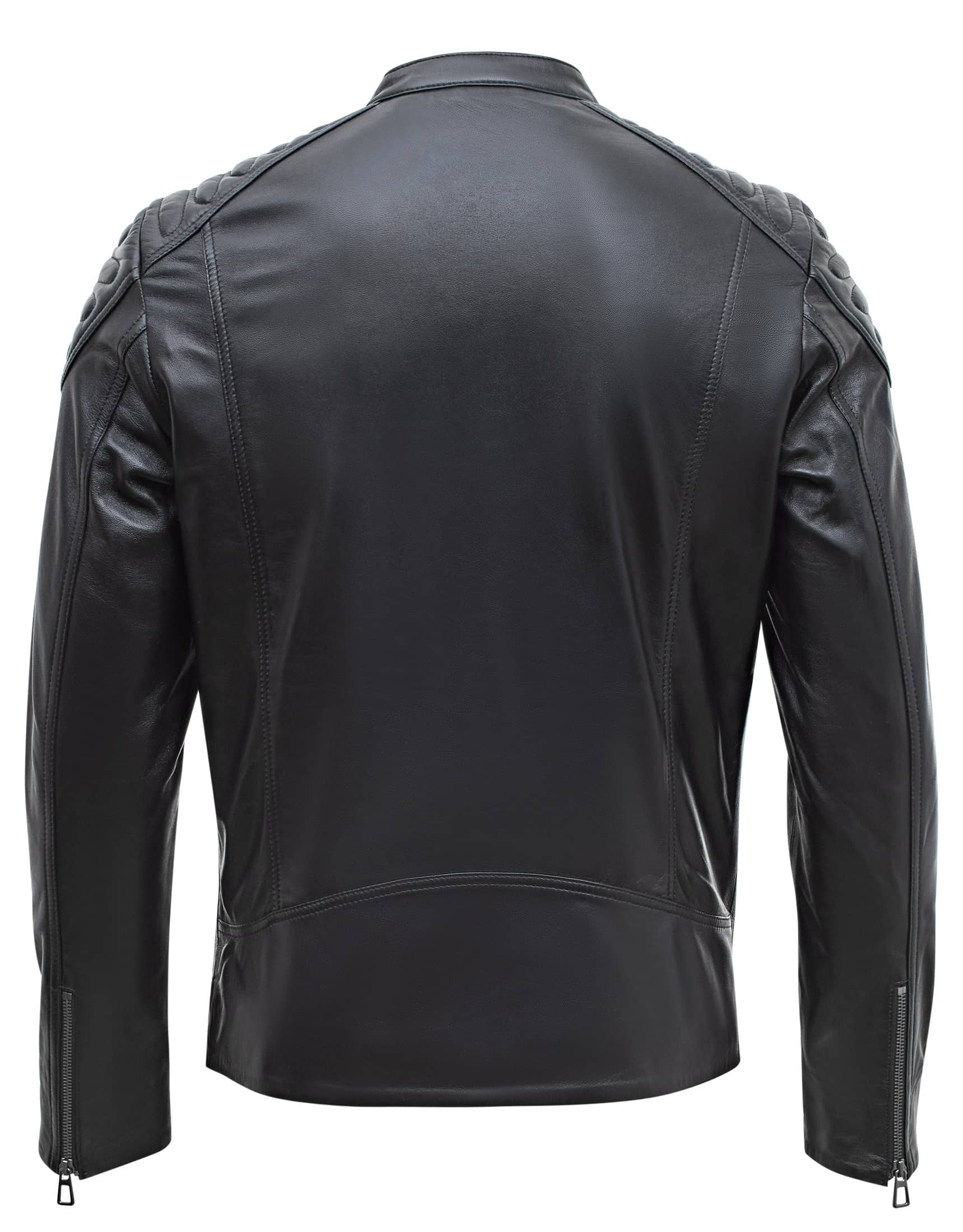 Happy Gentleman B110 - Chaqueta de cuero negro auténtico para hombre - Corte ajustado