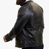 Happy Gentleman B110 - Chaqueta de cuero negro auténtico para hombre - Corte ajustado