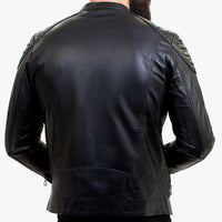 Happy Gentleman B110 - Chaqueta de cuero negro auténtico para hombre - Corte ajustado