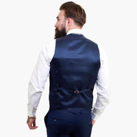 Traje de tres piezas azul marino Happy Gentleman BELLO de lana con corte entallado.