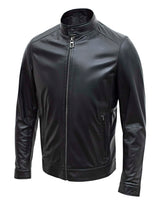 Happy Gentleman B107 - Chaqueta negra de piel de cordero de estilo clásico para hombre - Corte ajustado