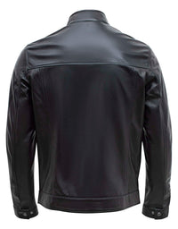Happy Gentleman B107 - Chaqueta negra de piel de cordero de estilo clásico para hombre - Corte ajustado