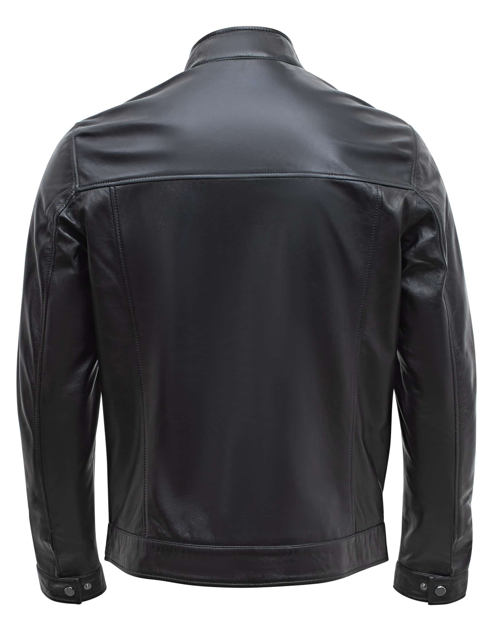 Happy Gentleman B107 - Chaqueta negra de piel de cordero de estilo clásico para hombre - Corte ajustado