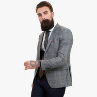 Traje de tres piezas Happy Gentleman ELEGANTE de lana con chaleco marrón en contraste.