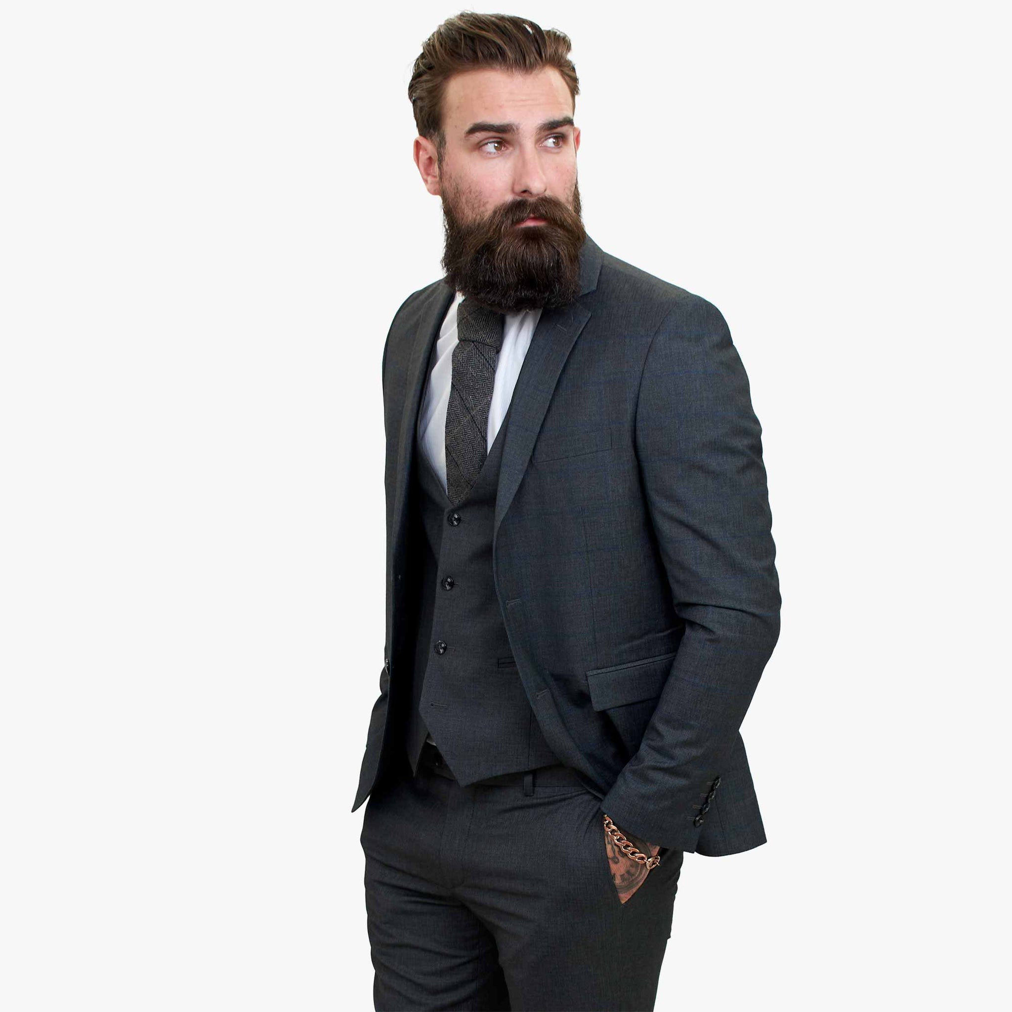 Traje de lana de 3 piezas Happy Gentleman GRINGO gris