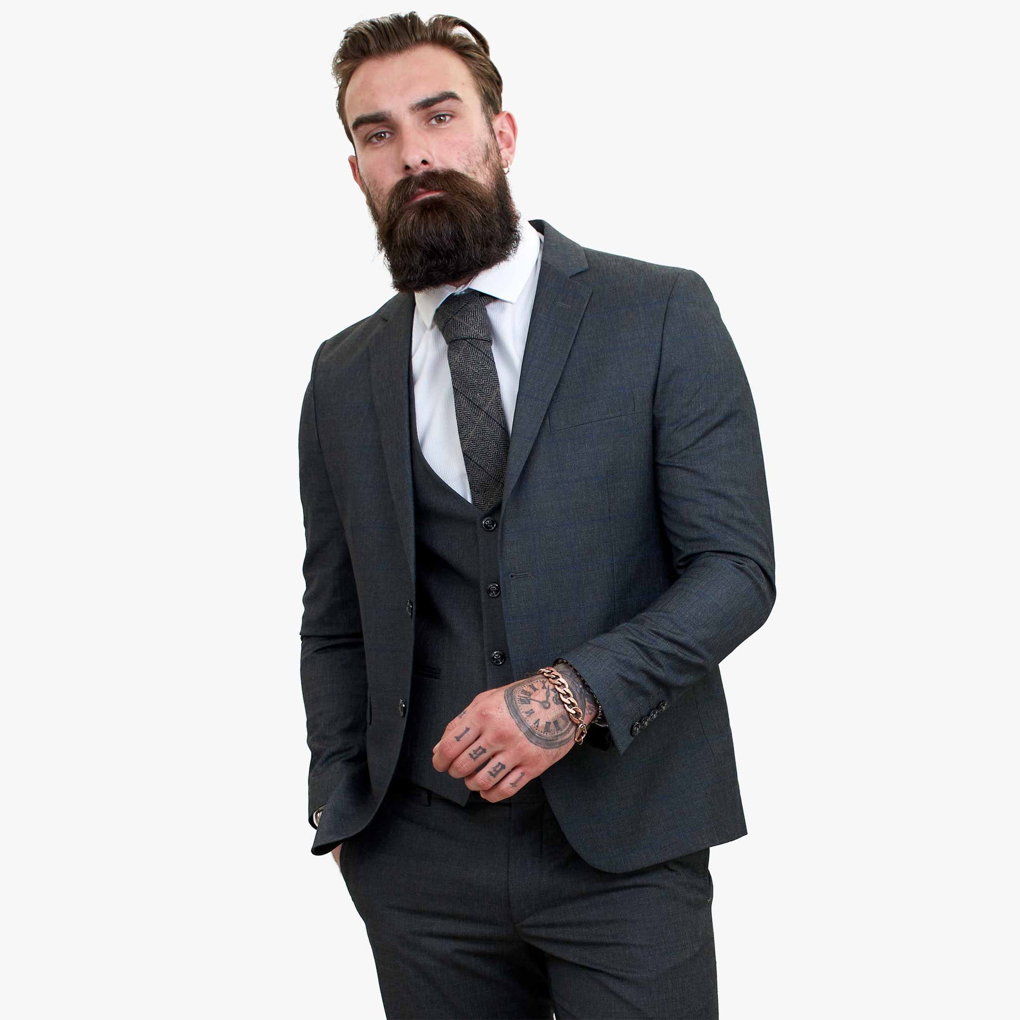 Traje de lana de 3 piezas Happy Gentleman GRINGO gris