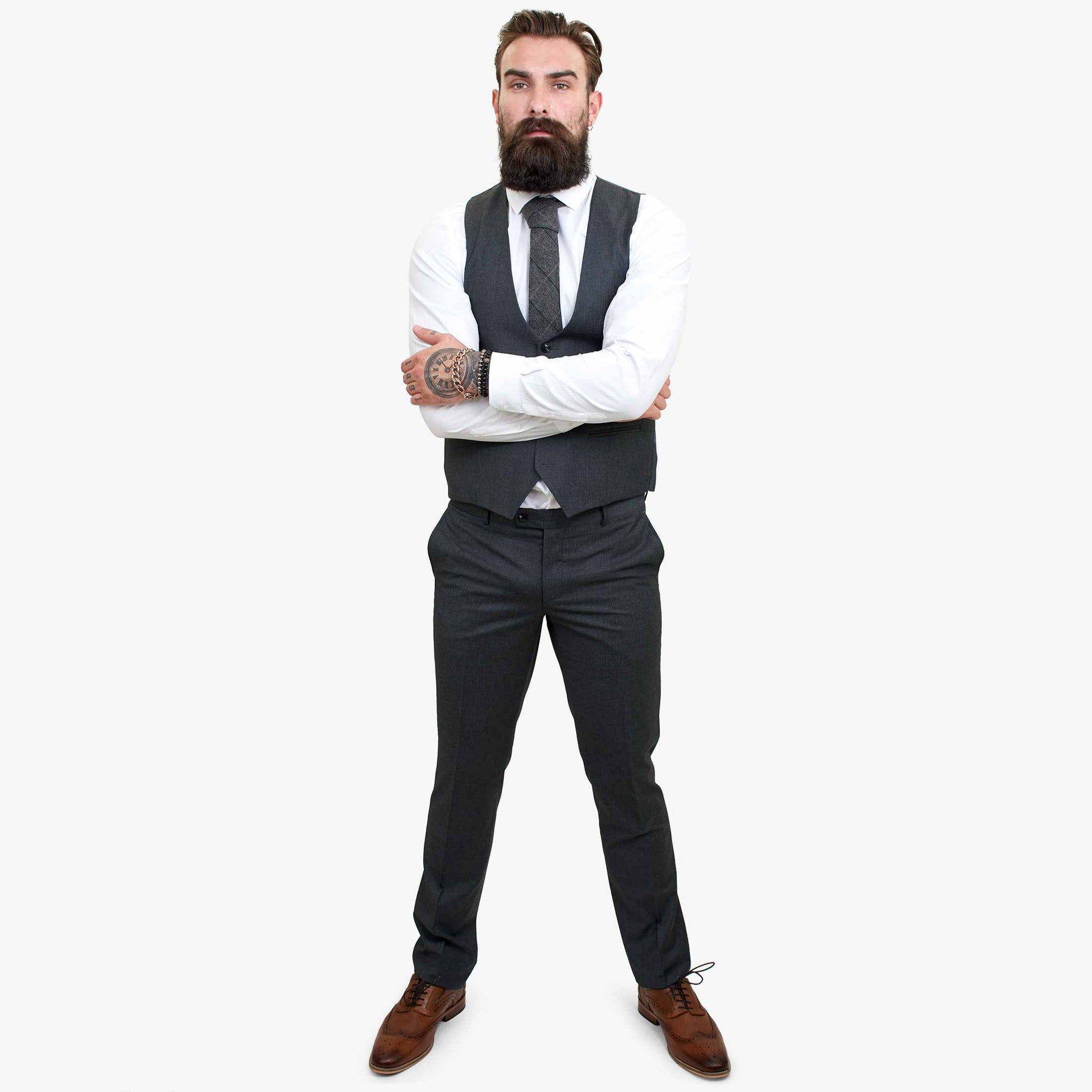 Traje de lana de 3 piezas Happy Gentleman GRINGO gris