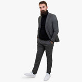 Traje de lana de 3 piezas Happy Gentleman MIROLE gris de corte entallado.