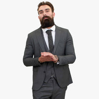 Traje de lana de 3 piezas Happy Gentleman MIROLE gris de corte entallado.