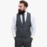 Traje de lana de 3 piezas Happy Gentleman MIROLE gris de corte entallado.