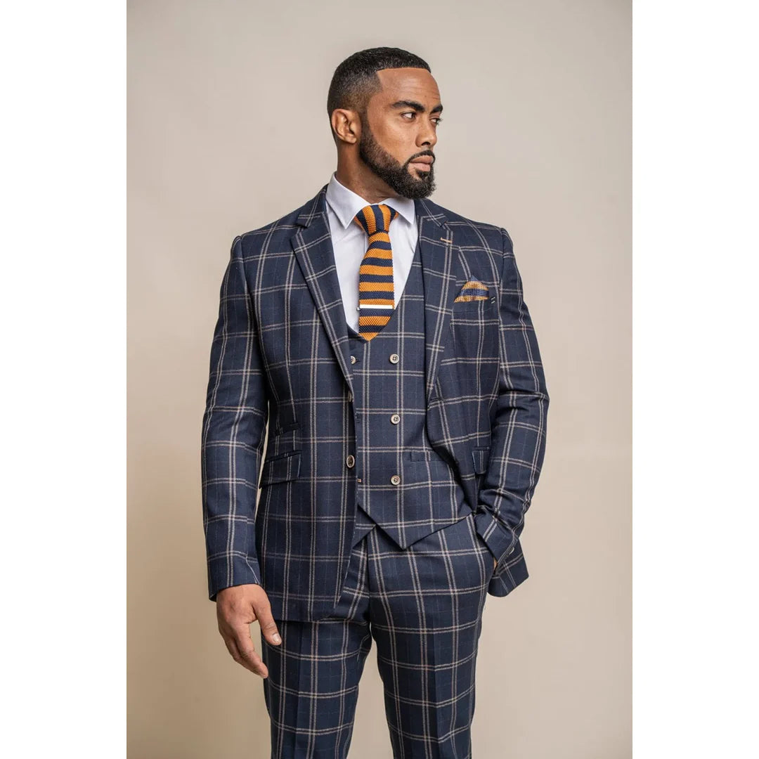 Hardy - Blazer de cuadros azul y beige para hombre