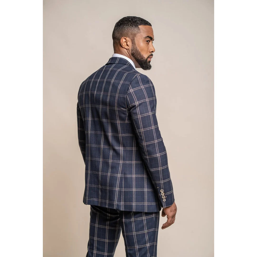 Hardy - Blazer de cuadros azul y beige para hombre