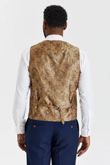 Traje de tweed marrón Harris con pantalón azul marino Mayfair en contraste.