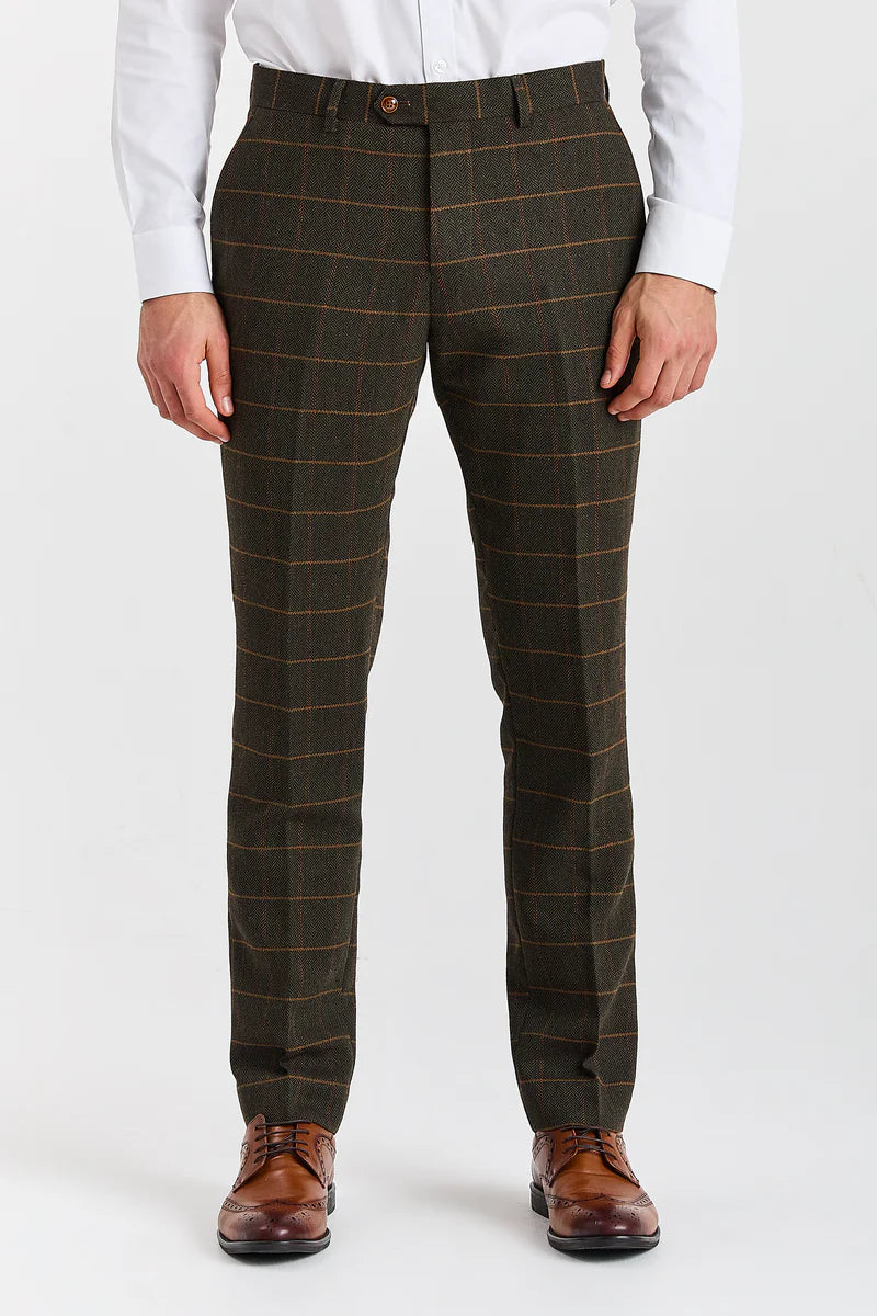 Harris - Traje de 3 piezas de tweed de mezcla de lana verde para hombre