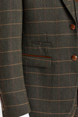 Harris - Blazer de tweed verde con estampado de espiga.