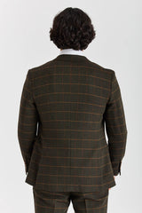 Harris - Blazer de tweed verde con estampado de espiga.